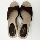 Ann Taylor Brown Suede Slip On Open Toe Jute Wrapped Wedge Platform Heels Size 8 Photo 7