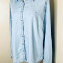 Soho  New York & Company Top XL Button Down Pearl Chambray Lyocell Long Sleeve Photo 0