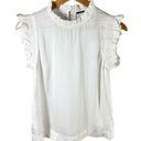 T Tahari  Airflow Ruffle Neck Smocked Sleeveless Top Size Small Oyster White Photo 0