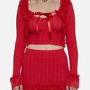 Dolls Kill Sugar Thrillz Red Lace Ruffle Cardigan Cami Set coquette 2 piece bow Photo 0