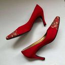 St. John Vintage  Red Heels with Gold Colored and Jewel Accents Size 6 Photo 0