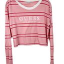 Guess Y2K  Top Los Angeles Pink Striped Cropped Long Sleeve T-Shirt Photo 0