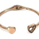 Nine West  Rose Gold Hinged Cuff Black Rhinestones Pave Heart Bangle Bracelet Photo 0