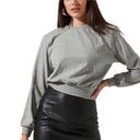 ASTR NWT  The Label Volume Padded Shoulder Pullover Sweatshirt in Heather Grey Photo 73