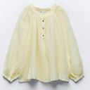 ZARA NWT Medium Boho Relaxed 100% RAMIE Linen Balloon Yellow/ Cream Top Blouse Photo 0