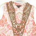 Tommy Bahama  Womens Cotton Linen Blend Tropical Floral Embroidered Blouse Size S Photo 1