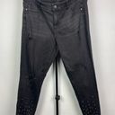 Lane Bryant  Distressed Black Studded Raw Hem Mid Rise Super Stretch Ankle Jeans Photo 0