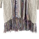 Harper Haptics Holly  Boho Multicolored Fringe Knit Long Cardigan Sweater Photo 5