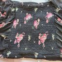 Madden Girl   Floral-Print Peasant Top With Mask, Black Ruched Size XXL NWT Photo 5