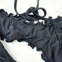 Relleciga  Bikini Womens Small Black Ruffle Triangle Swim Suit Strappy Tie Solid Photo 5