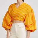 Wyatt Acler The  Puff Balloon Sleeve Cropped Wrap Blouse in Pumpkin Stripe Photo 2