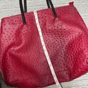 22 Tote red Vegan Ostrich Leather Zip Tote Handbag large shopper bag Photo 4