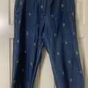 kim rogers Kim Roger Denim Cropped / Capri Sunflower Embroidered Pants Size 14 (S5) Photo 1