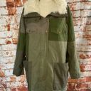 One Teaspoon Green Patchwork Twill Utility Defender Sherpa Fur Lined Coat Small Photo 4