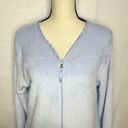 Oscar de la Renta  Ladies S/M Baby Blue Plush Full Zip Lg Sleeve Robe Housecoat Photo 1