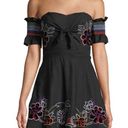 Red Carter  Womens Floral Embroidered Off The Shoulder Mini Dress Size M Black Photo 0