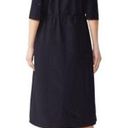 Jil Sander  NAVY Cotton Hourglass Woven Drawstring V-Neckline Dress Size 34 Photo 2