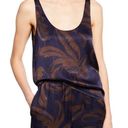 Vince Palm Leaf Scoop-Neck Satin Tank Top 100% Silk size S Photo 0