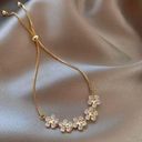 Adjustable 14k Gold Plated Flower Beaded Chain Bracelet Photo 1