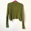 BCBGMAXAZRIA Green Cable Knit Cardigan Sweater 2000s Y2K Style Size Large Photo 4