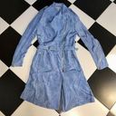 Juicy Couture Y2K  Trench Coat Baby Blue Sky Blue Long Zip Up Denim-ish Pattern L Photo 0