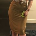 Pretty Little Thing Camel khaki midi bodycon pencil skirt Photo 5