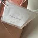 Monique Lhuillier Tote Bag Pink Faux Leather Gold Logo NWT Purse 13"x17.5"x5" Photo 3