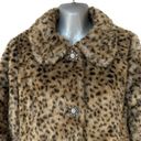 Daytrip  Faux Fur Coat Gray Tan Black Leopard Print Fluffy Women's Size Small Photo 2