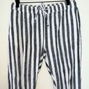 ONIA  Linen Blend White Gray Striped Cuffed Beach Pants women's size medium Photo 1