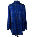 Style & Co  2X-Large Button-Up Top Plaid Metallic Accent Pocket Long Sleeve Blue Photo 3