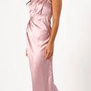 Petal and Pup  Nadia One Shoulder Dusty Rose Pink Satin Maxi Dress 12 Photo 6