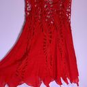 Spicy Red Open Knit Crochet Scoop Neck Rayon Tank Top Swim Cover Up Medium Photo 1