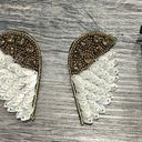 Angel wing statement earrings sequins beaded felt Photo 2