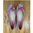 Longchamp  Pink & Black Print Canvas Bow Ballet Flats Size 38/ US 7.5 Photo 2