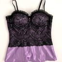 Frederick's of Hollywood Frederick’s of Hollywood Purple & Black Satin Lace Corset top Large Photo 0