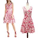 Oscar de la Renta  Pink & White Floral Stretch Cotton A-Line Dress Women’s Size 6 Photo 14