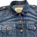 Route 66 DISTRESSED Jean Jacket Copper Logo Buttons Elbow Patch Medium Wash. SM Photo 1