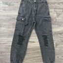 SheIn High Rise Distressed Black Cargo Jeans - Size S Photo 1