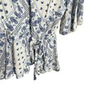 Blue Rain Francesca’s  Paisley Boho V Neck Blouse XXS Photo 5