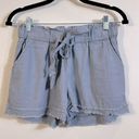 REWASH  Women Blue Trooper Femme Utility Linen High Rise Cut Off Shorts Small Photo 0