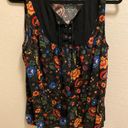 Modcloth  Floral Sleeveless Front Lace Up Tassel Top. Size 1X Photo 3