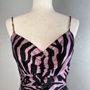 Betsey Johnson Vintage  Wiggle Bodycon Dress Size 10 Pink Black Animal Print Silk Photo 1