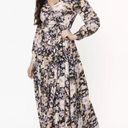 Unique Vintage  Plus Black & Pink Floral Print Farrah Flowy Maxi Dress Size 1X Photo 3