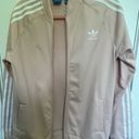 Adidas  Pink XL Track Jacket Women’s Signature White Stripe Pockets Zipper EUC Photo 9