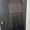 Oscar de la Renta  Black Gold Striped Fluted Jacquard Knit Dress Size Medium NWT Photo 2