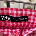 ZARA  Red Pink Gingham Cropped Mini Flare Trouser Pants S Photo 6