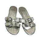 Stuart Weitzman  Silver Metalic Double Buckle Strap Slide Sandals 5.5 Photo 0