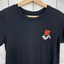 Modern Lux  MEDIUM Black Burnout Amour Rose Fitted Short Sleeve Tee Shirt T-Shirt Photo 0