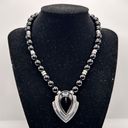 Onyx Vintage Black  Sterling Silver Statement Necklace Beaded Western Bohemian Photo 2