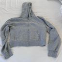 Brandy Melville Gray Cropped Hooded Zip Up Photo 0